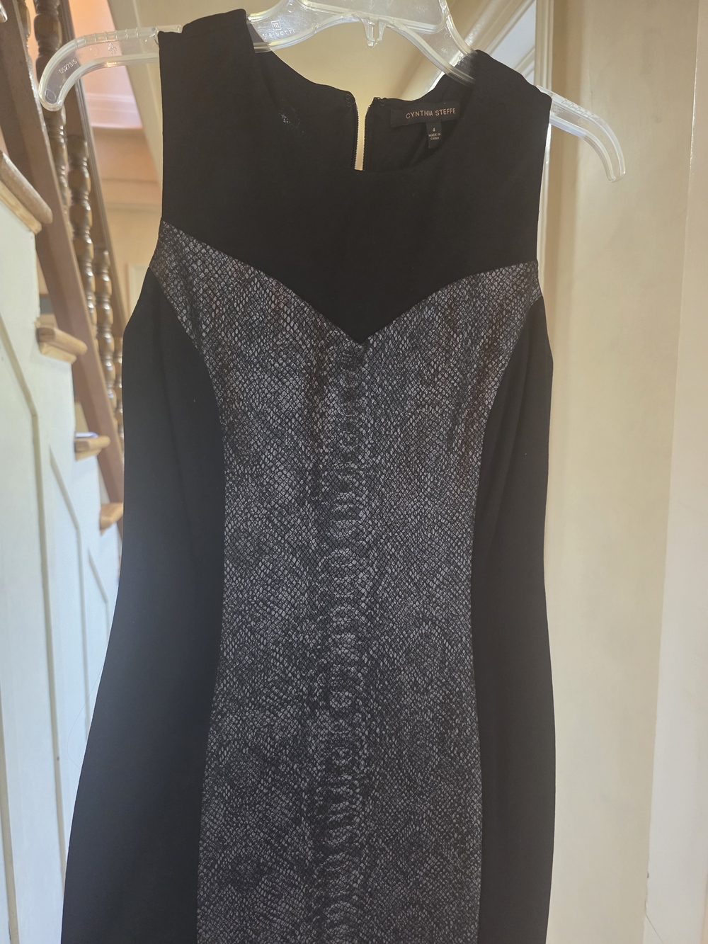 Cynthia Steffe Black & Gray Sheath Dress